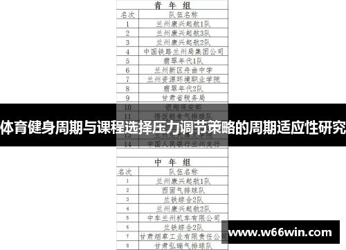 体育健身周期与课程选择压力调节策略的周期适应性研究